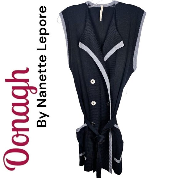 NWT OONAGH BY NANETTE LEPORE Jesse Merino Wool Belted Sweater Vest, Size Small - Picture 3 of 12